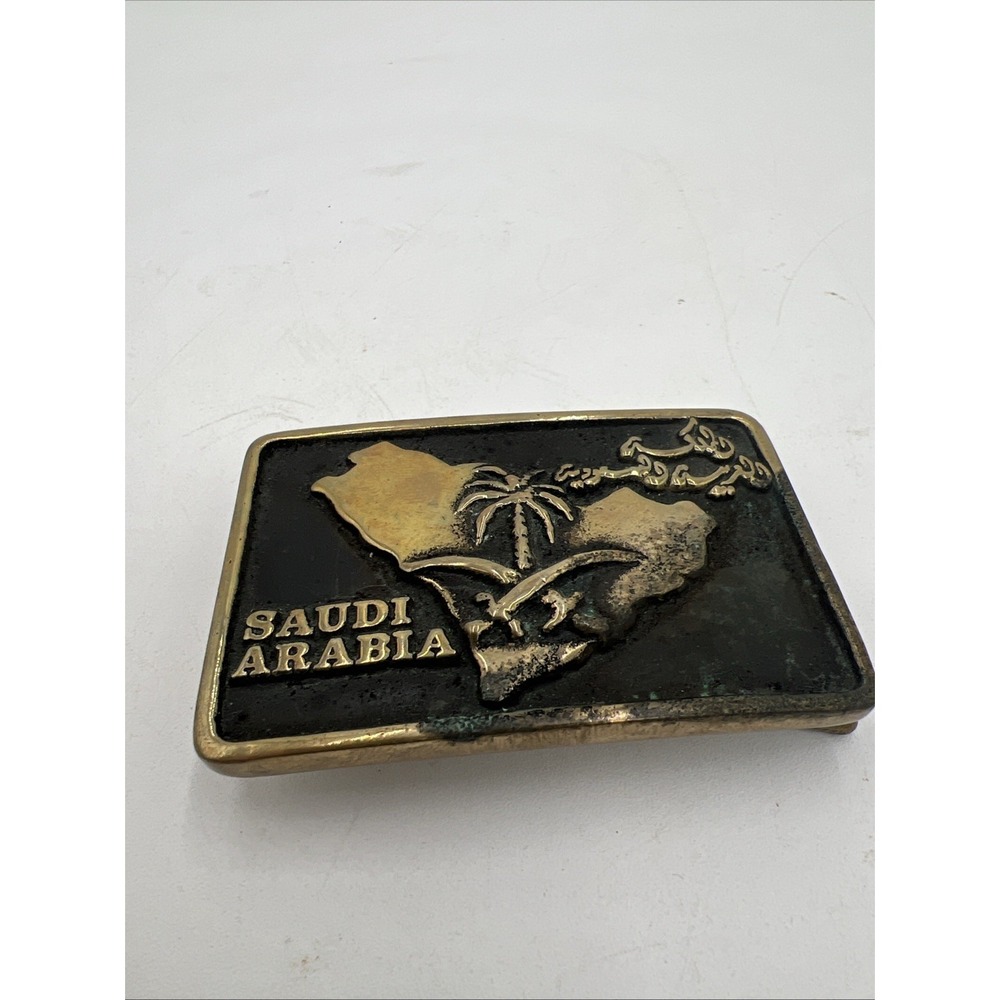 1979 ANACORTES Brass Works SAUDI ARABIA Belt Buckle Handmade Made in USA